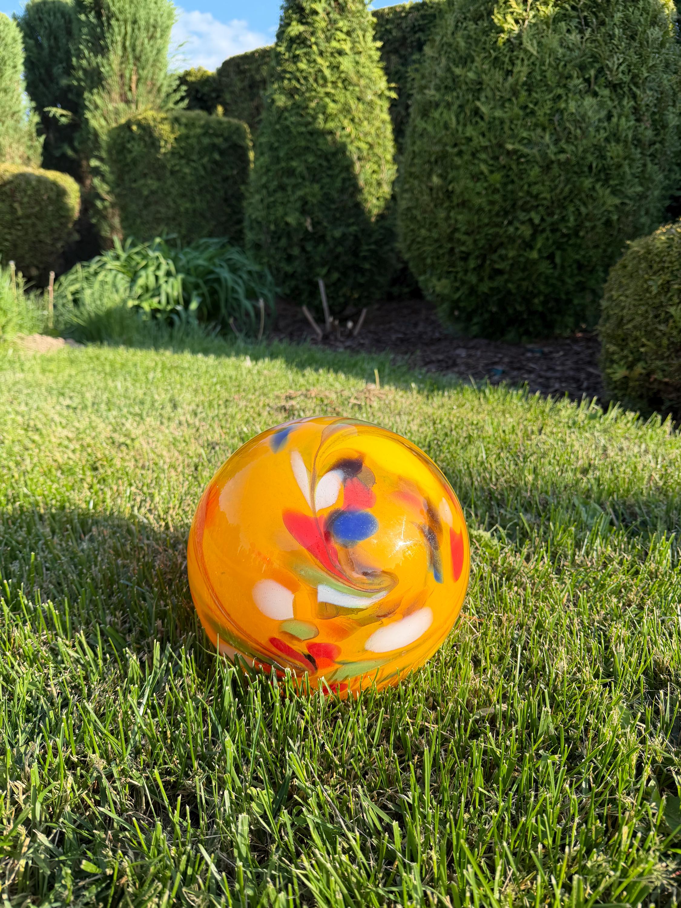 25cm Hand-Blown Multicolor Swirl Glass Sphere – Large Decorative Orb