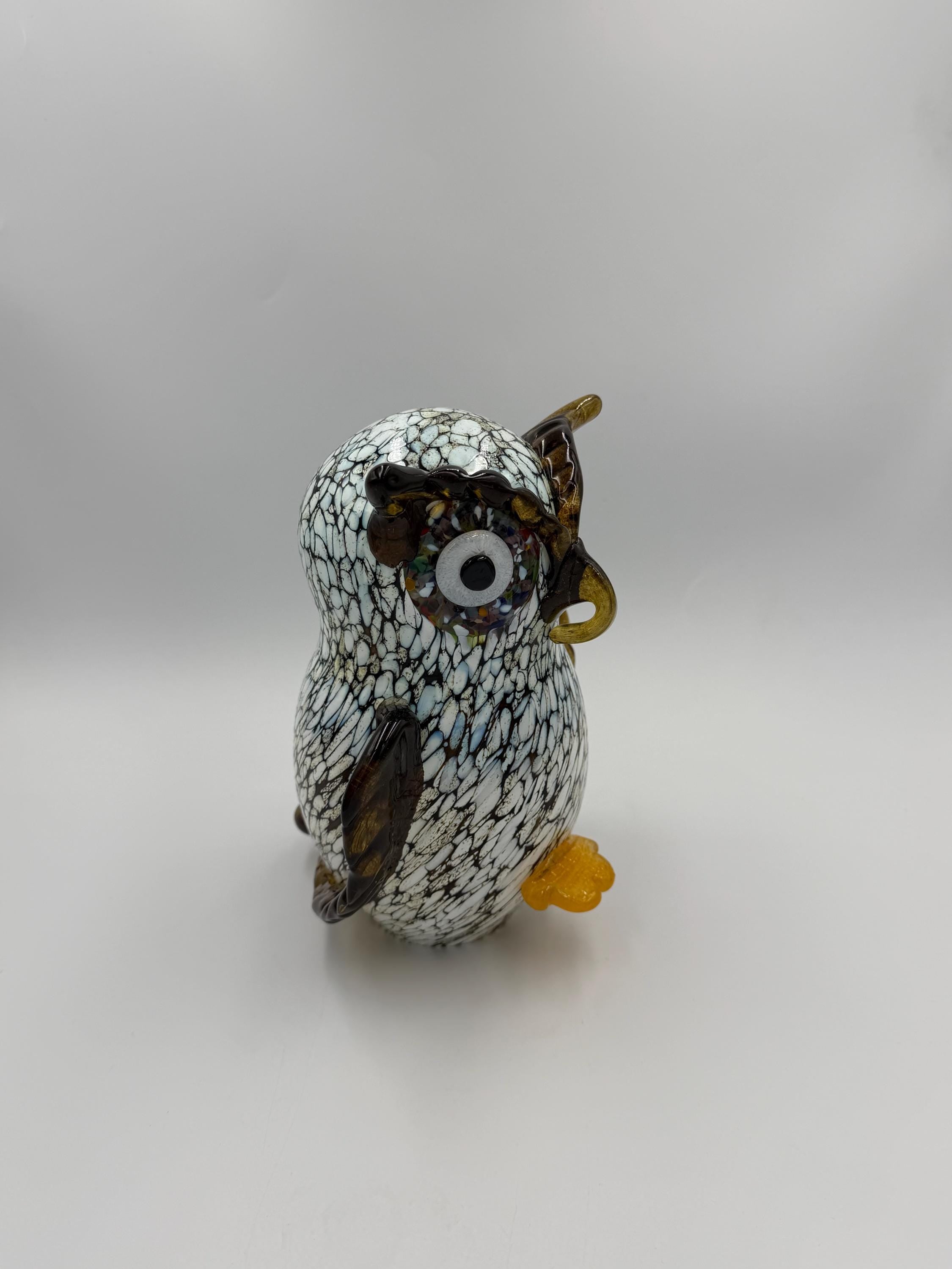 Hand Blown Glass Owl Sculpture – 23cm Home Décor