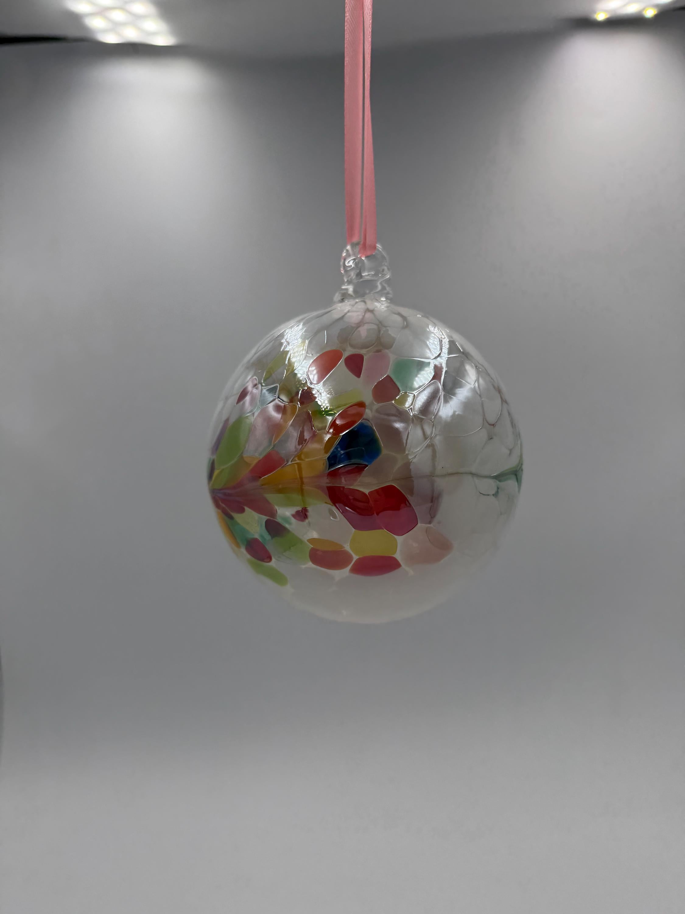 Set of 12 Hand Blown Glass Ball Ornaments – 10cm Multicolor Hanging Glass Spheres