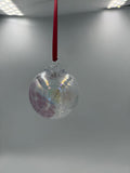 8cm Hand-Blown Iridescent Glass Ornament – Pastel White and Pink Decorative