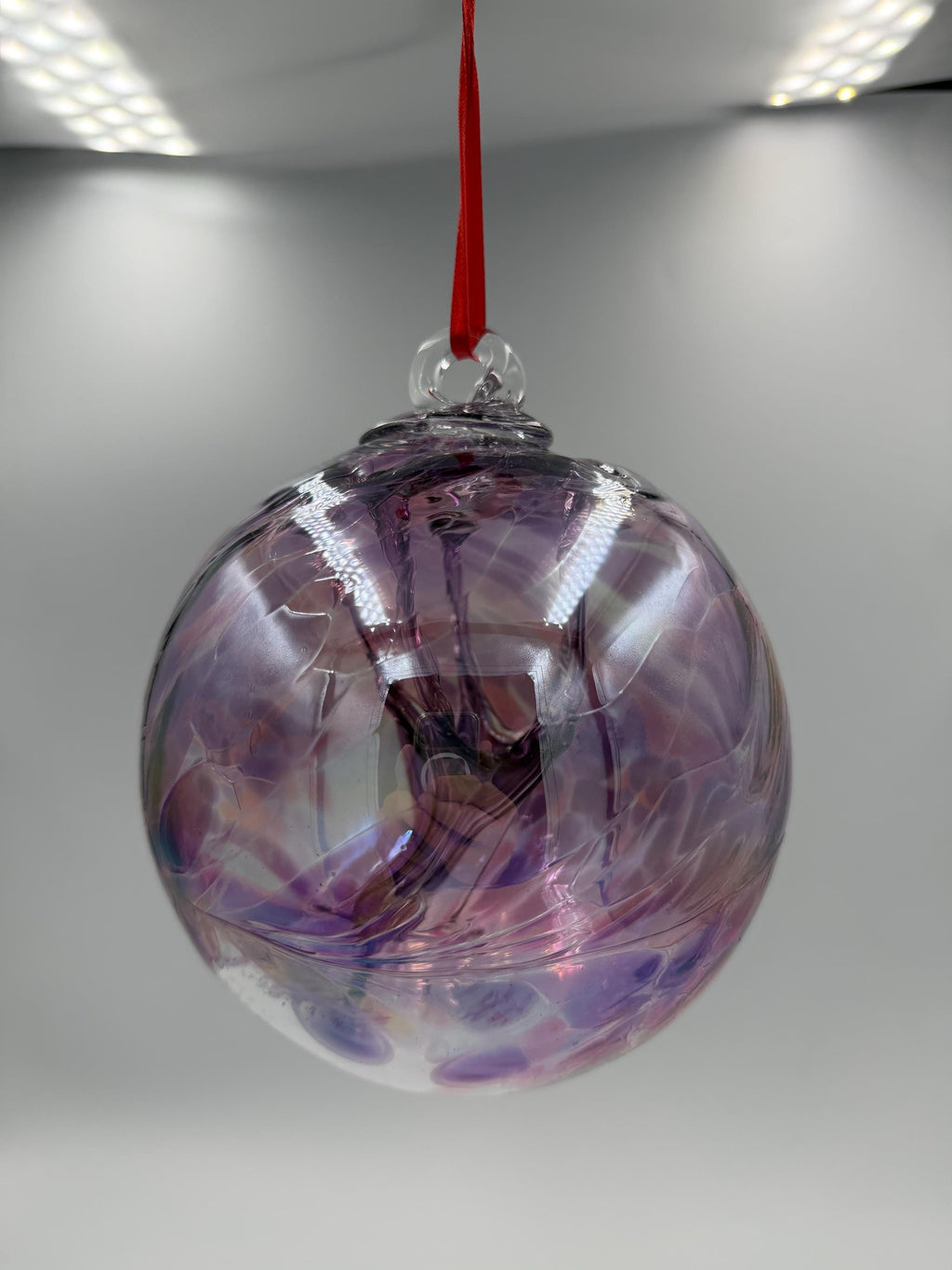 15cm Hand-Blown Purple Witch Ball – Iridescent Hanging Art Glass
