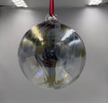 15cm Hand-Blown Witch Ball – Iridescent Silver Gold Crackle Glass Ornament