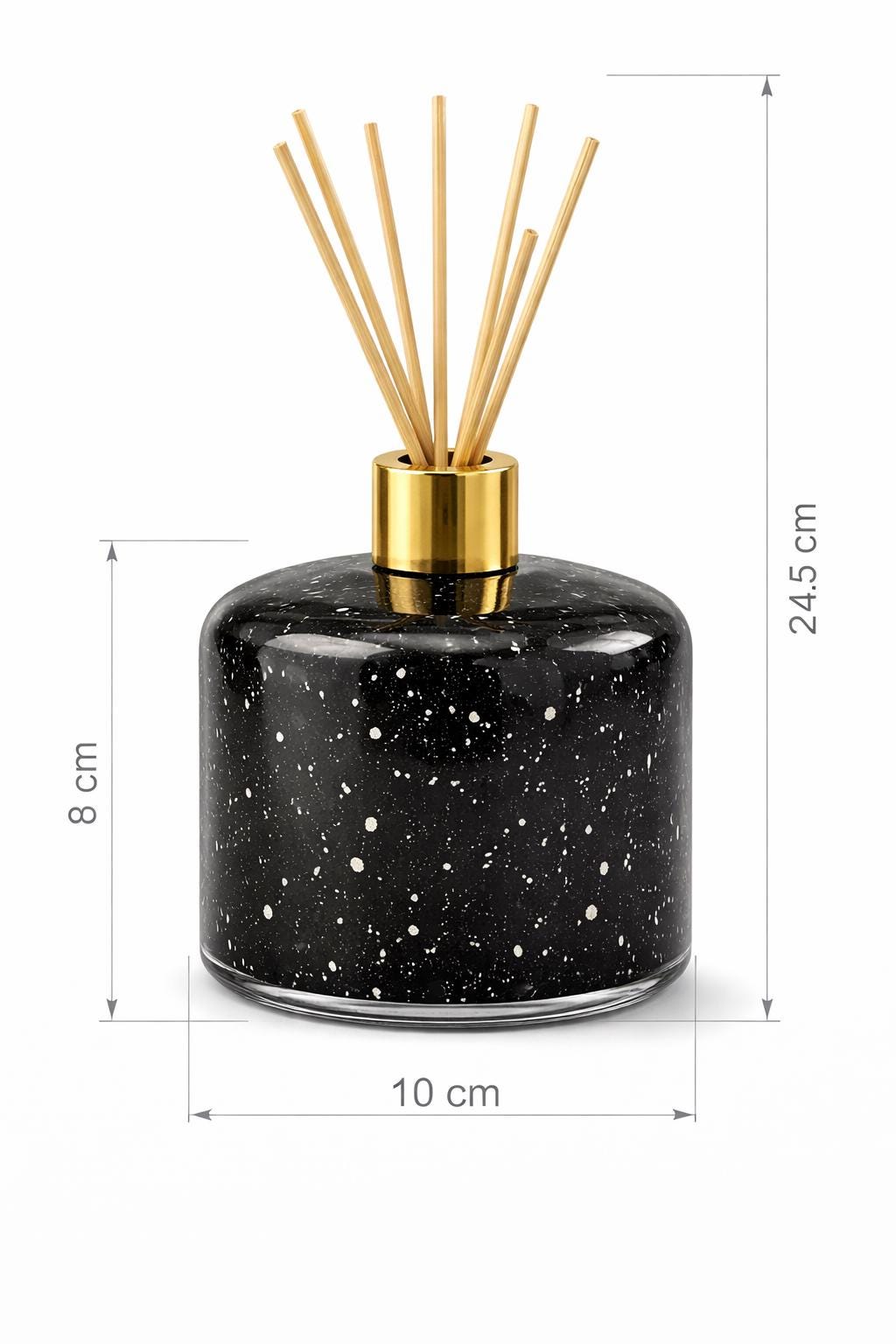 Handblown Art Glass Reed Diffuser – Speckled Galaxy Design, Gold Collar