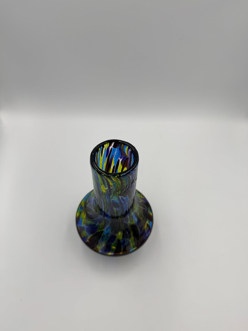 20cm Hand-Blown Blue Green Art Glass Vase – Multicolor Decorative Flower Bud Vase