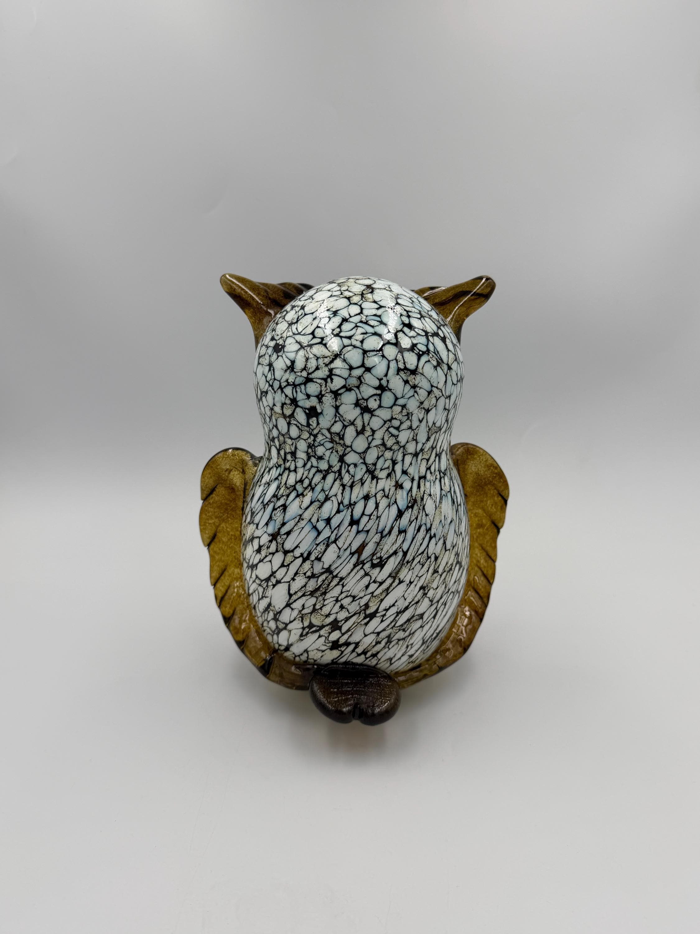 Hand Blown Glass Owl Sculpture – 23cm Home Décor
