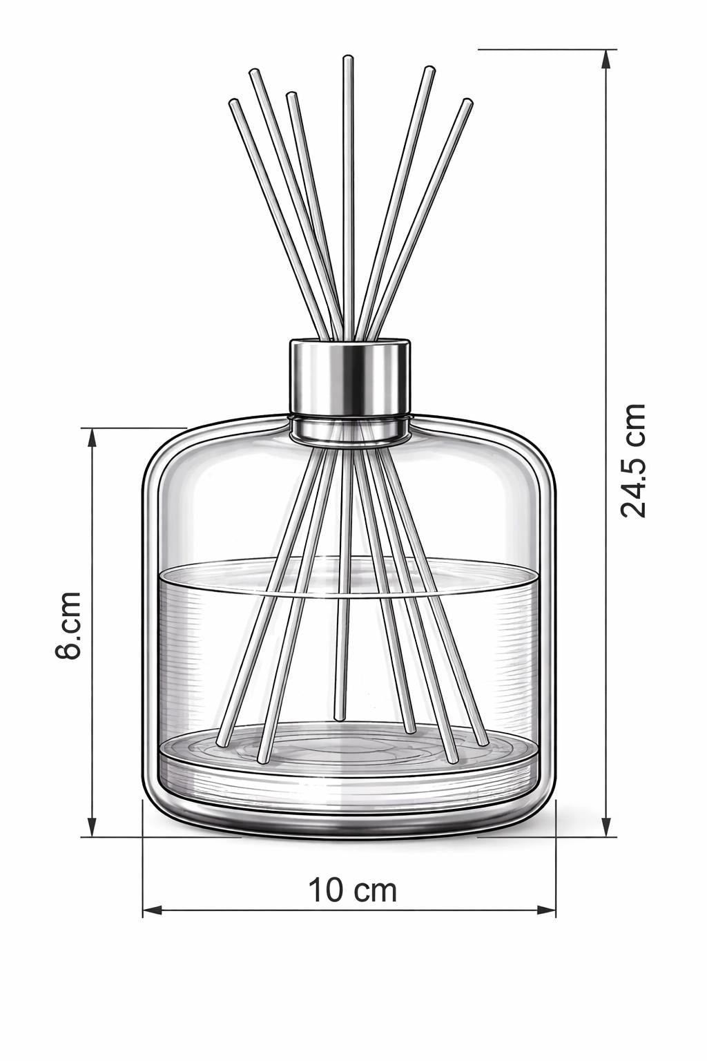Handblown Glass Reed Diffuser – Minimalist Soft Pink , Silver Collar