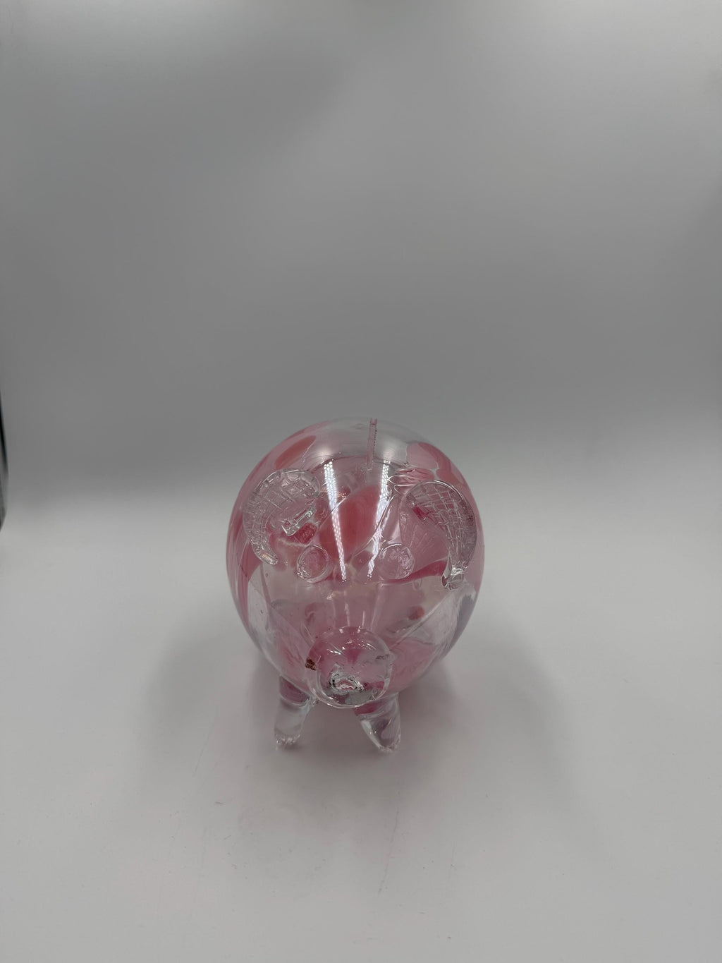 20cm Hand-Blown Pink Glass Piggy Bank – Decorative Art Glass Pig Sculpture