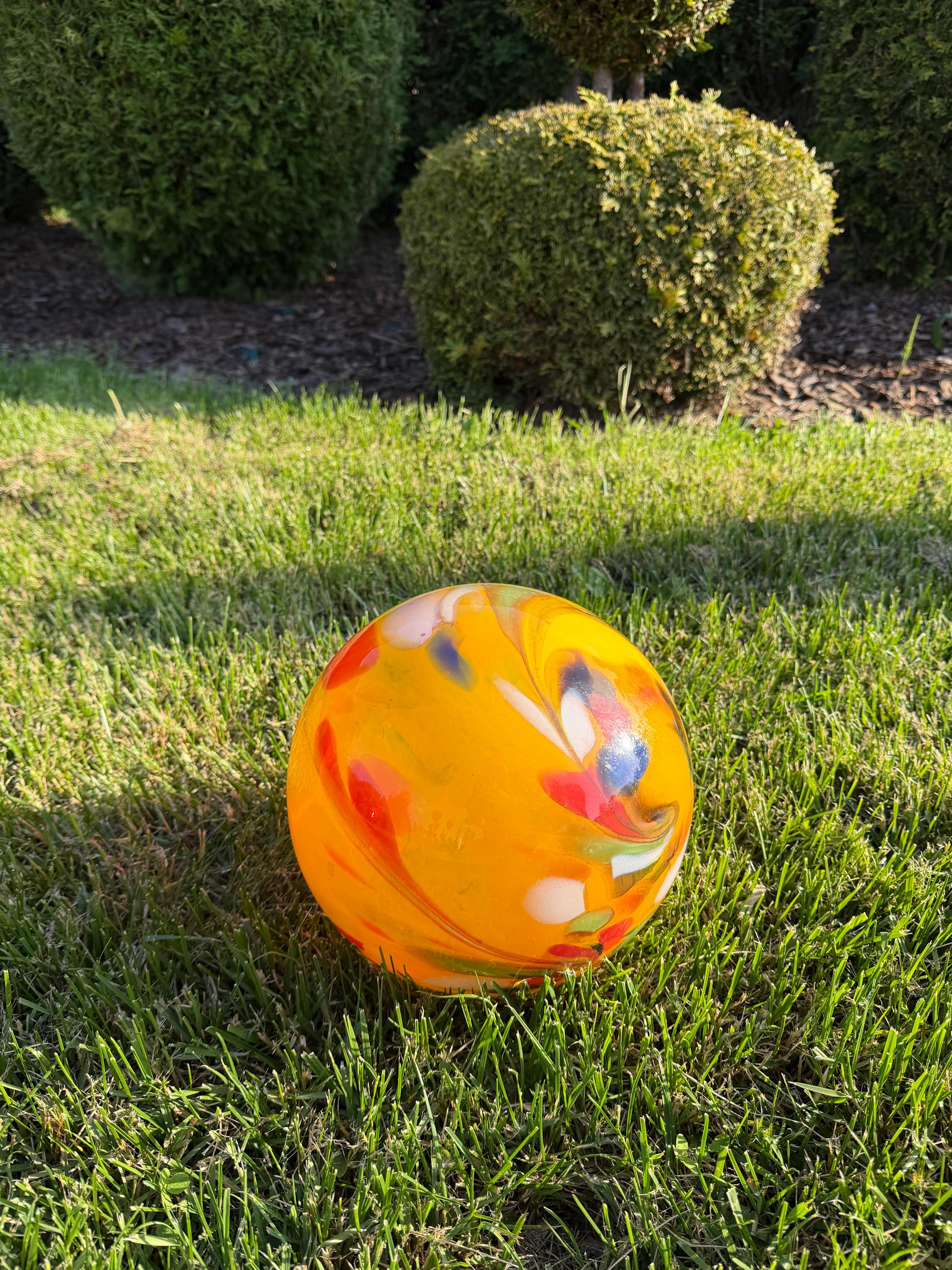25cm Hand-Blown Multicolor Swirl Glass Sphere – Large Decorative Orb