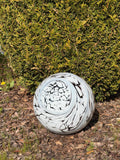 Hand-Blown Glass Sphere – 30cm Black White Swirl Marble Orb Garden Decor
