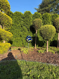 15cm Blue Confetti Glass Garden Stake - Hand Blown Garden Globe - 80cm Yard Art
