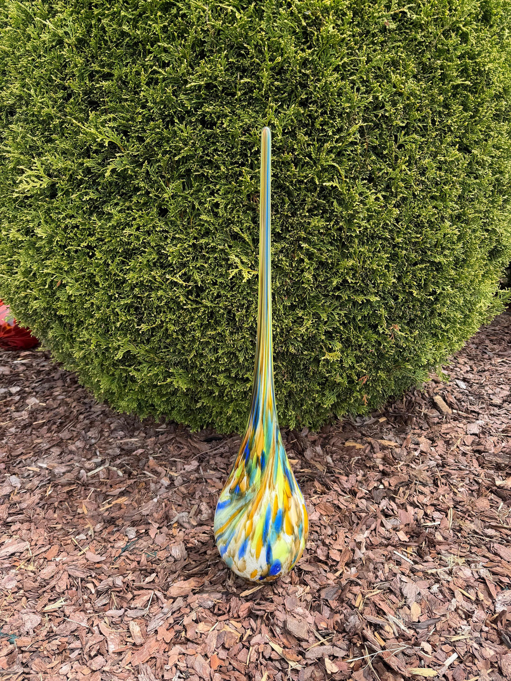 Hand Blown Glass Garden Flame - 70cm Outdoor Yard Art Decor