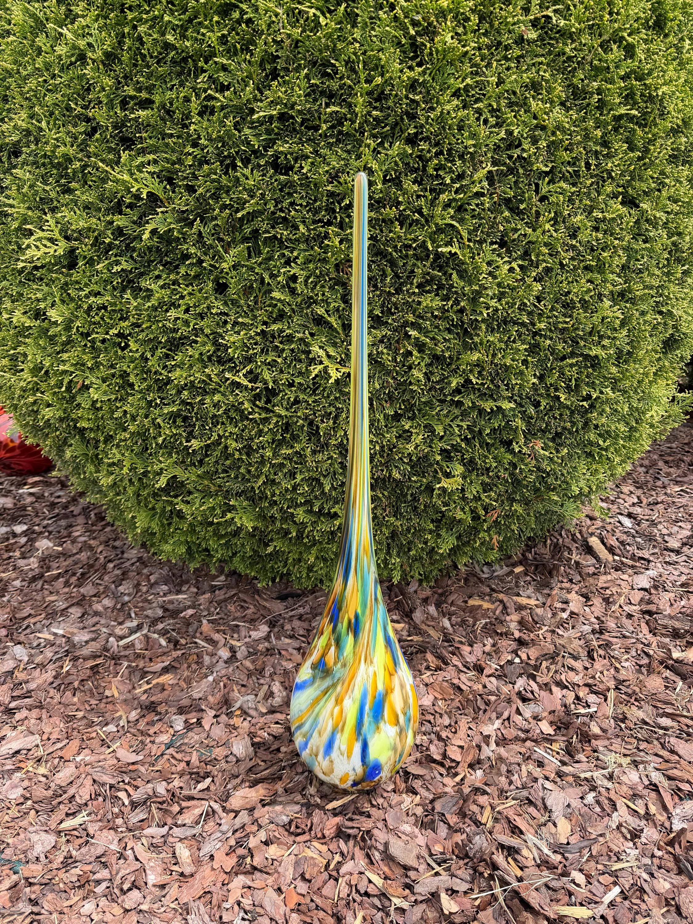 Hand Blown Glass Garden Flame - 70cm Outdoor Yard Art Decor