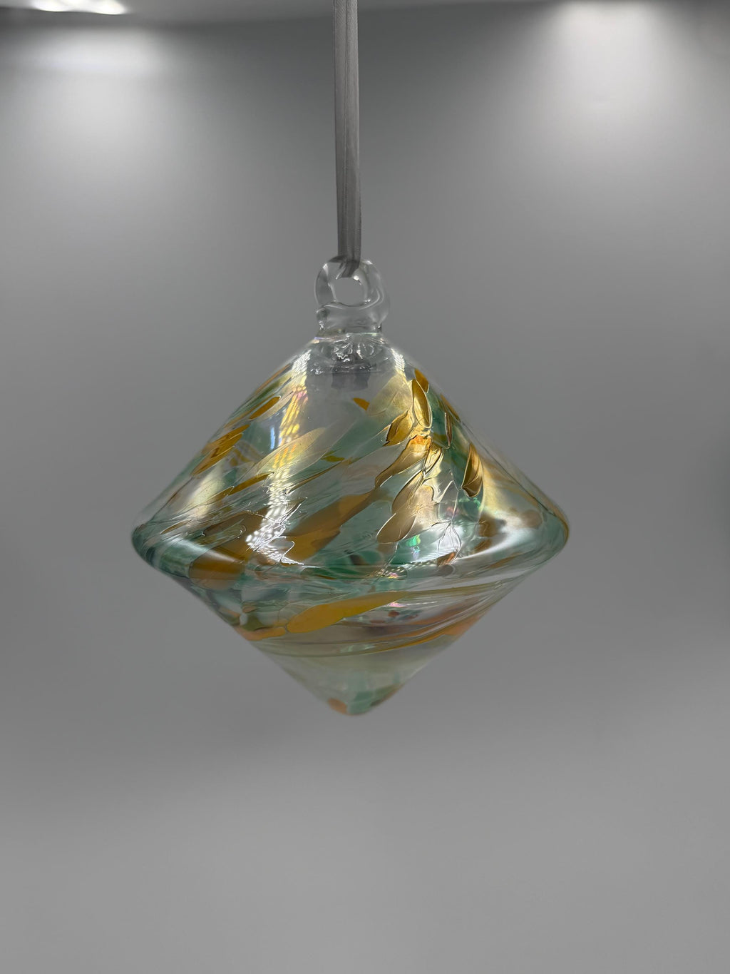 15cm Hand-Blown Multicolor Glass – Hanging Diamond