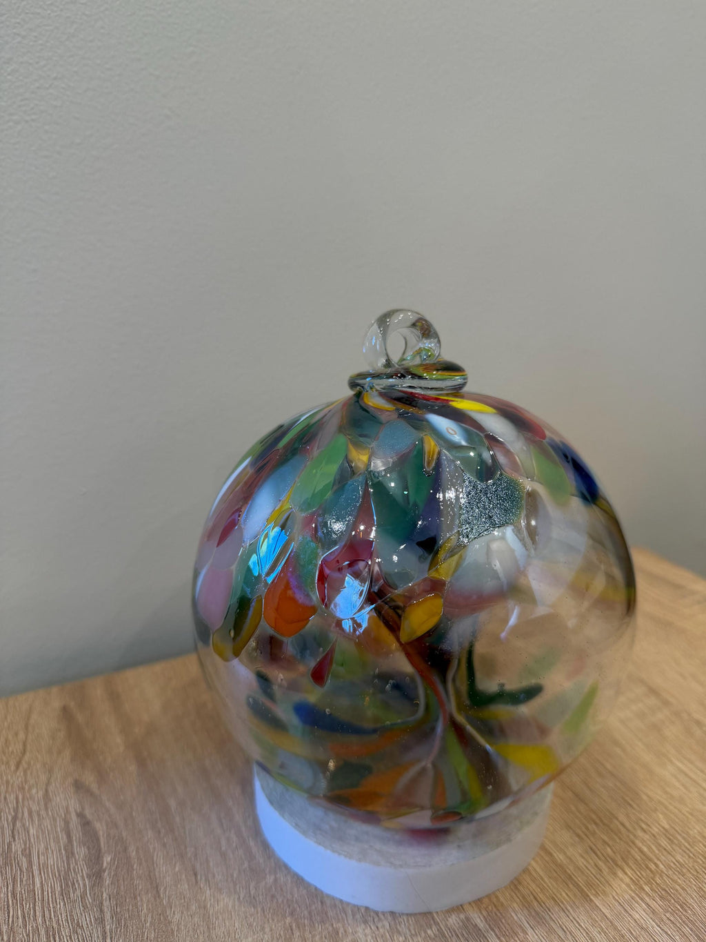 15cm Handblown Art Glass Sphere – "Rainbow Mosaic" Tree of Life Masterpiece
