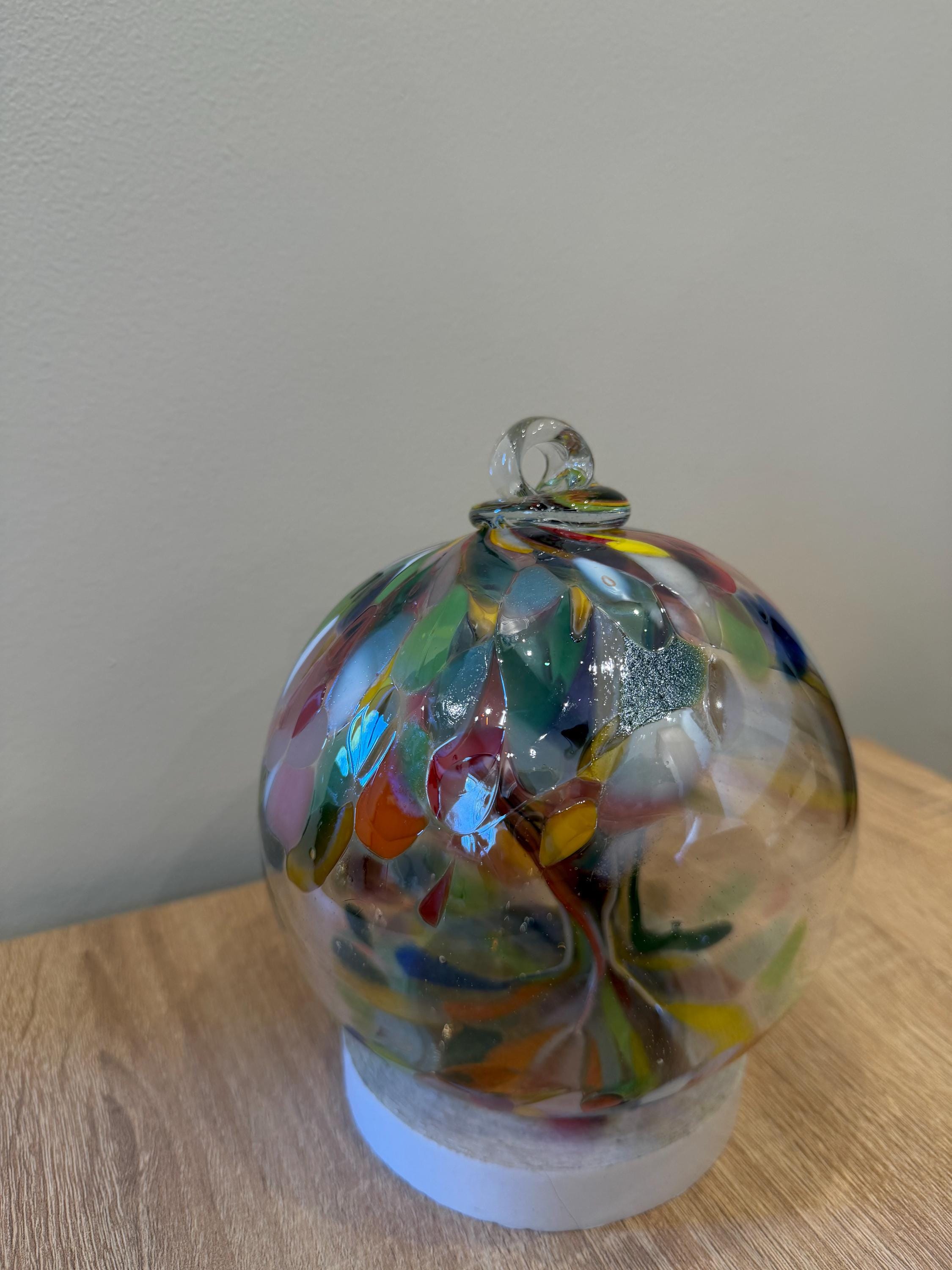 15cm Handblown Art Glass Sphere – "Rainbow Mosaic" Tree of Life Masterpiece