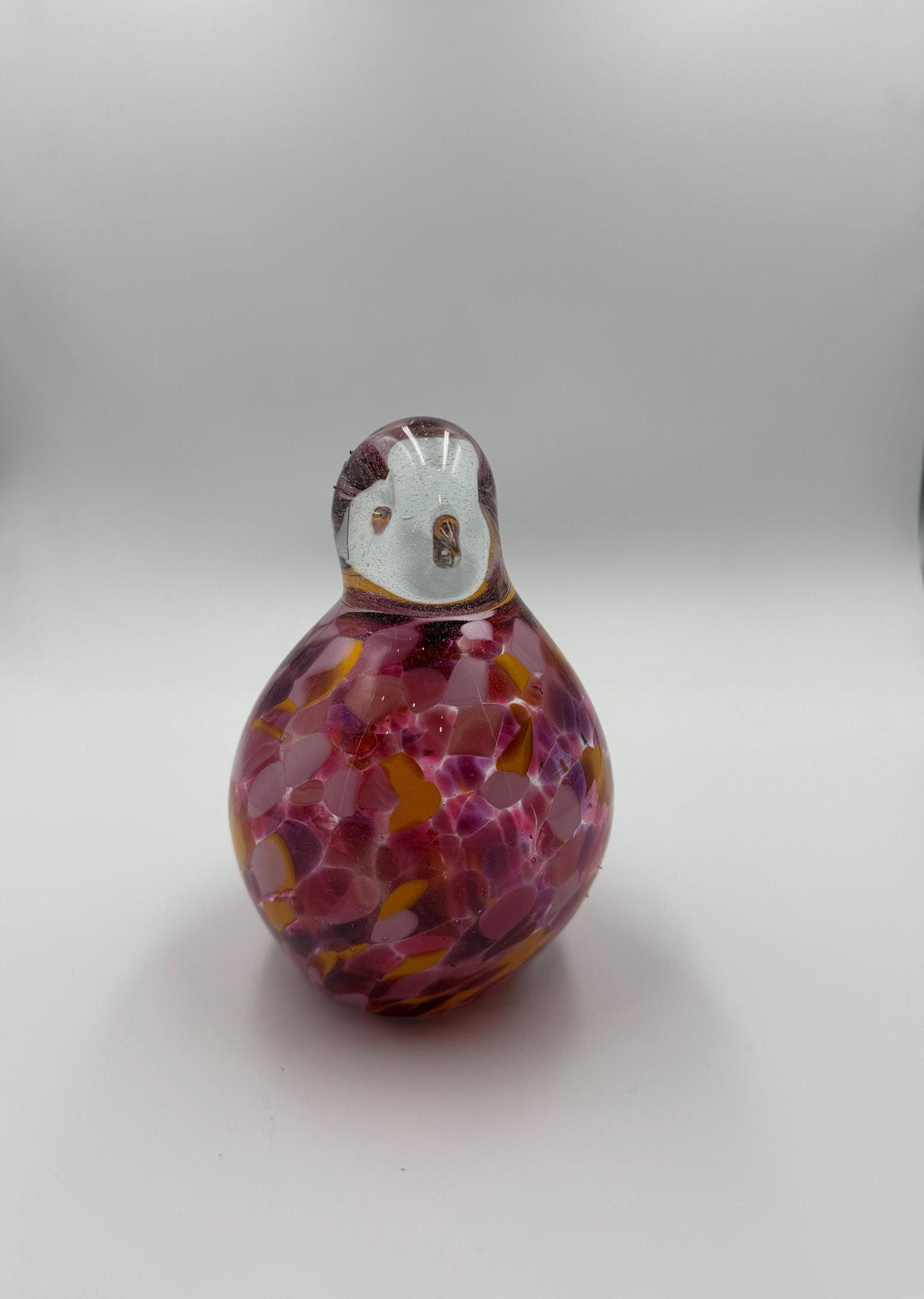 20cm Hand-Blown Colorful Confetti Glass Bird Sculpture – 12cm Tall Decorative Songbird Figurine
