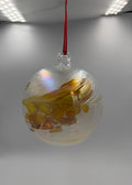 Hand-Blown Glass Ornament – Iridescent Gold Swirl Sphere, 15cm Decorative Suncatcher Ball