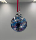 8cm Hand-Blown Witch Ball – Iridescent Blue Purple Swirl Glass Ornament