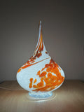 Hand-Blown Glass Teardrop Lamp – White, Brown, Gold Speckled LED Night Light