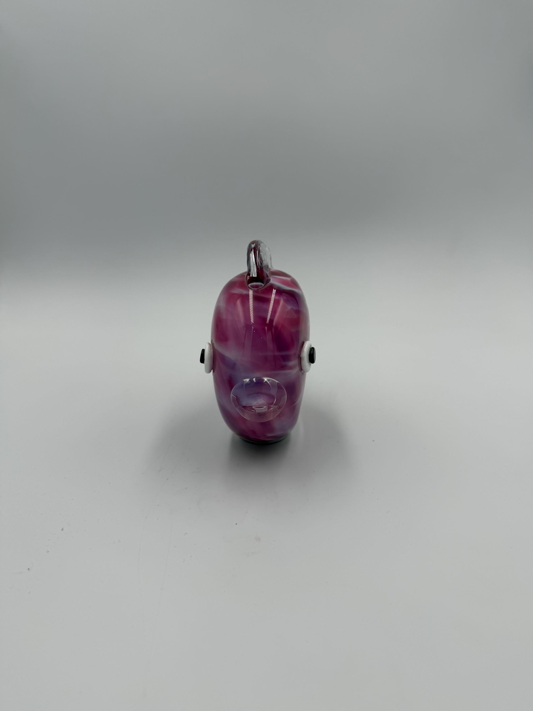 15cm Hand-Blown Purple Swirl Glass Fish Sculpture – Clear Tail Decorative Figurine