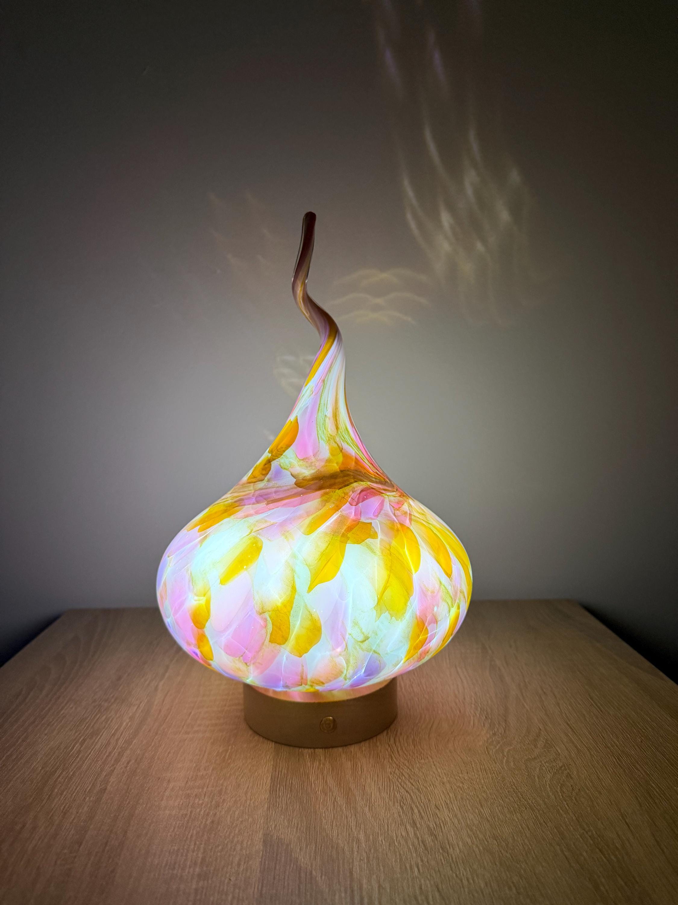 30cm Hand-Blown Teardrop Glass LED Lamp – Touch Control Night Light