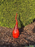 60cm Red Glass Garden Flame - Hand Blown Garden Art - Outdoor Decor