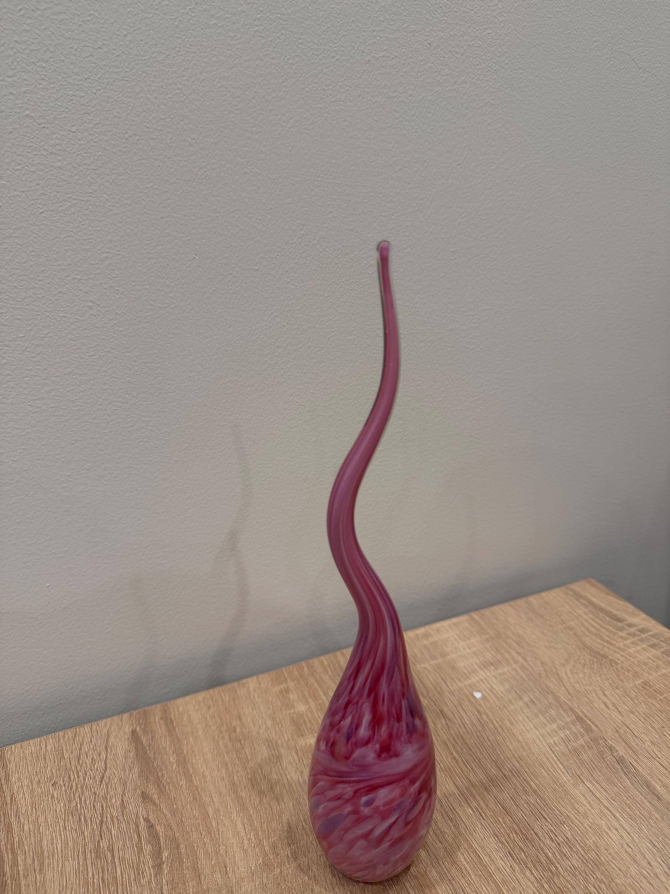 Handblown Glass Flame Sculpture | Pink Purple Blue Swirl Art Glass Home Decor