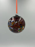 Hand Blown Burgundy Glass Ball Ornament – 10cm Hanging Glass Bauble – Handmade Suncatcher