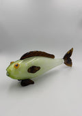 40cm Hand-Blown Glass Fish Sculpture – Light Green with Dark Fins