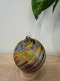 10cm Hand-Blown Rainbow Multicolor Swirl Glass Ornament – Vibrant Hanging Ball