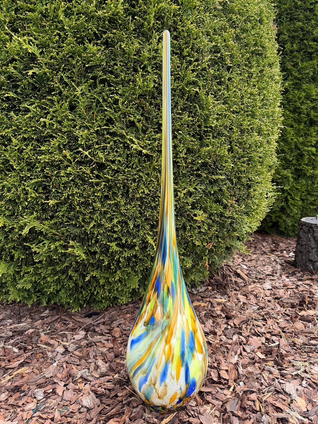 Hand Blown Glass Garden Flame - 70cm Outdoor Yard Art Decor