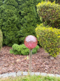 70cm Pink Glass Garden Ball on Stake – 12cm Hand Blown Gazing Ball – Handmade Ornament