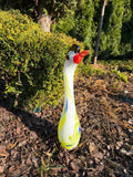 45cm Hand-Blown White Swan Goose Glass Sculpture – Colorful Swirl Bird Figurine