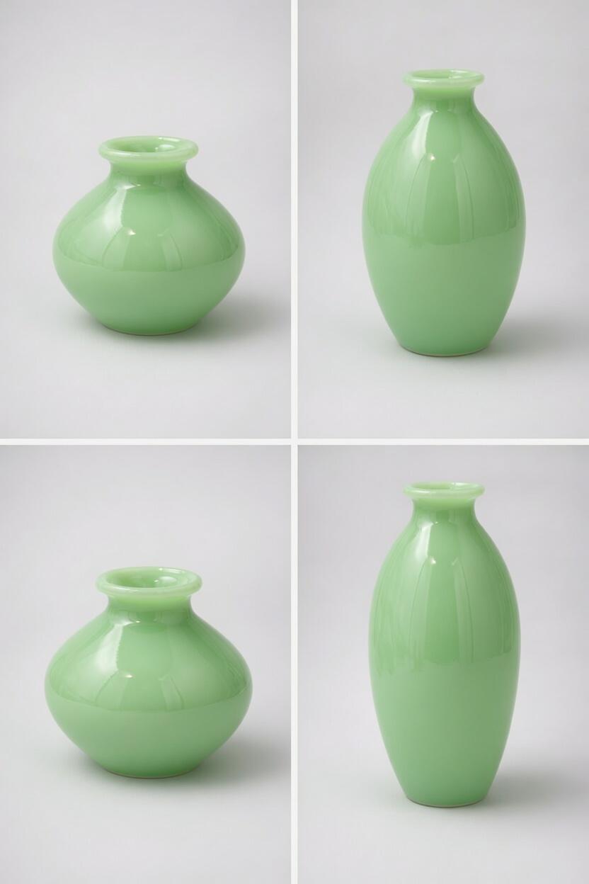 Handblown Art Glass Bud Vases – Mint Green Minimalist Set of 4