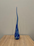 Tall 50cm Hand-Blown Glass Spike Sculpture – Blue Swirl Elegant Modern Art Object