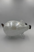 30cm Hand-Blown Crackle Glass Piggy Bank – Clear Savings Pig Sculpture