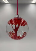 15cm Hand-Blown Witch Ball – Red Magenta Tree Branching Glass Ornament