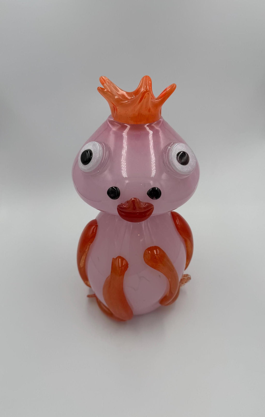 32cm Hand-Blown Queen Frog Glass Figurine – Large Pink Art Glass With Crown
