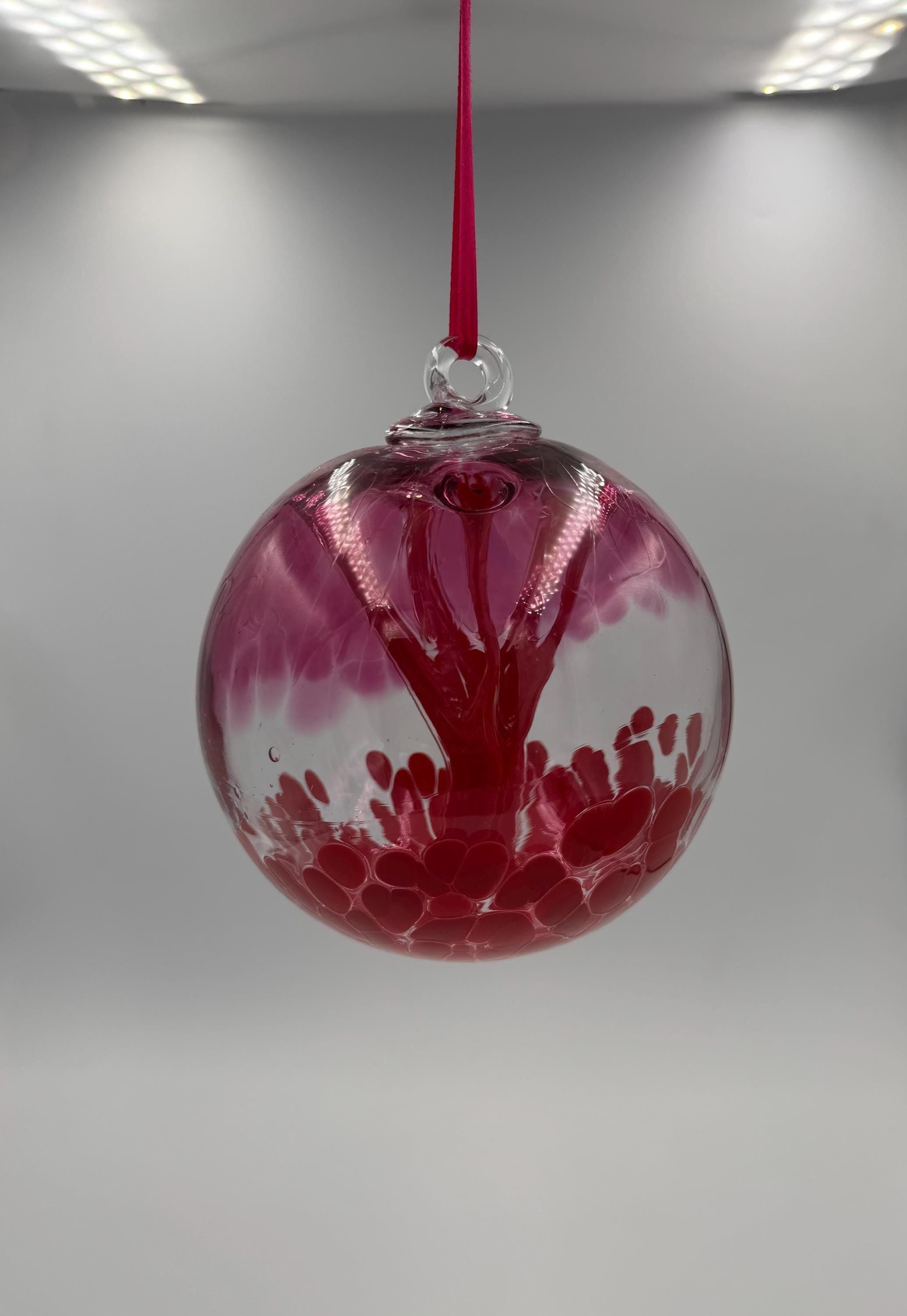 15cm Hand-Blown Witch Ball – Magenta Pink Glass Ornament