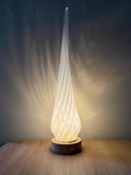 50cm Hand-Blown Glass Flame Lamp – Color Changing LED Touch Light Wooden Base