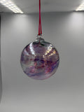 Hand Blown Purple Glass Ball Ornament – Iridescent Suncatcher, 10 cm Sphere Decor