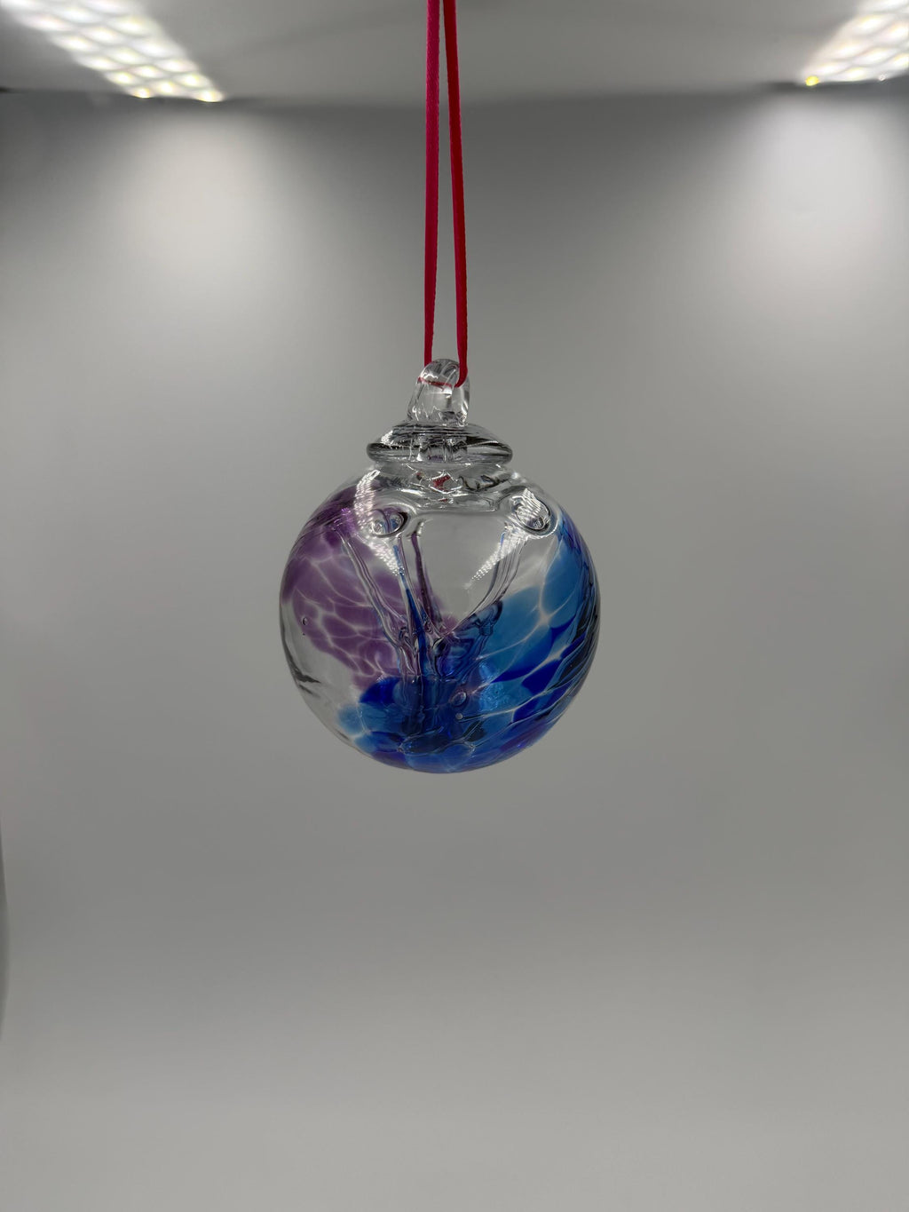 8cm Hand-Blown Witch Ball – Purple Blue Branching Glass Ornament