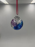 8cm Hand-Blown Witch Ball – Purple Blue Branching Glass Ornament