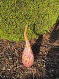 60cm Pink Glass Garden Flame - Hand Blown Garden Art - Outdoor Decor