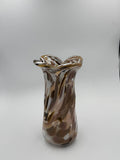 27cm Hand-Blown Art Glass Vase - Elegant Brown Beige Swirl