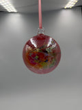 Hand Blown Red Glass Ball Ornament – 10cm Hanging Glass Bauble – Handmade Suncatcher