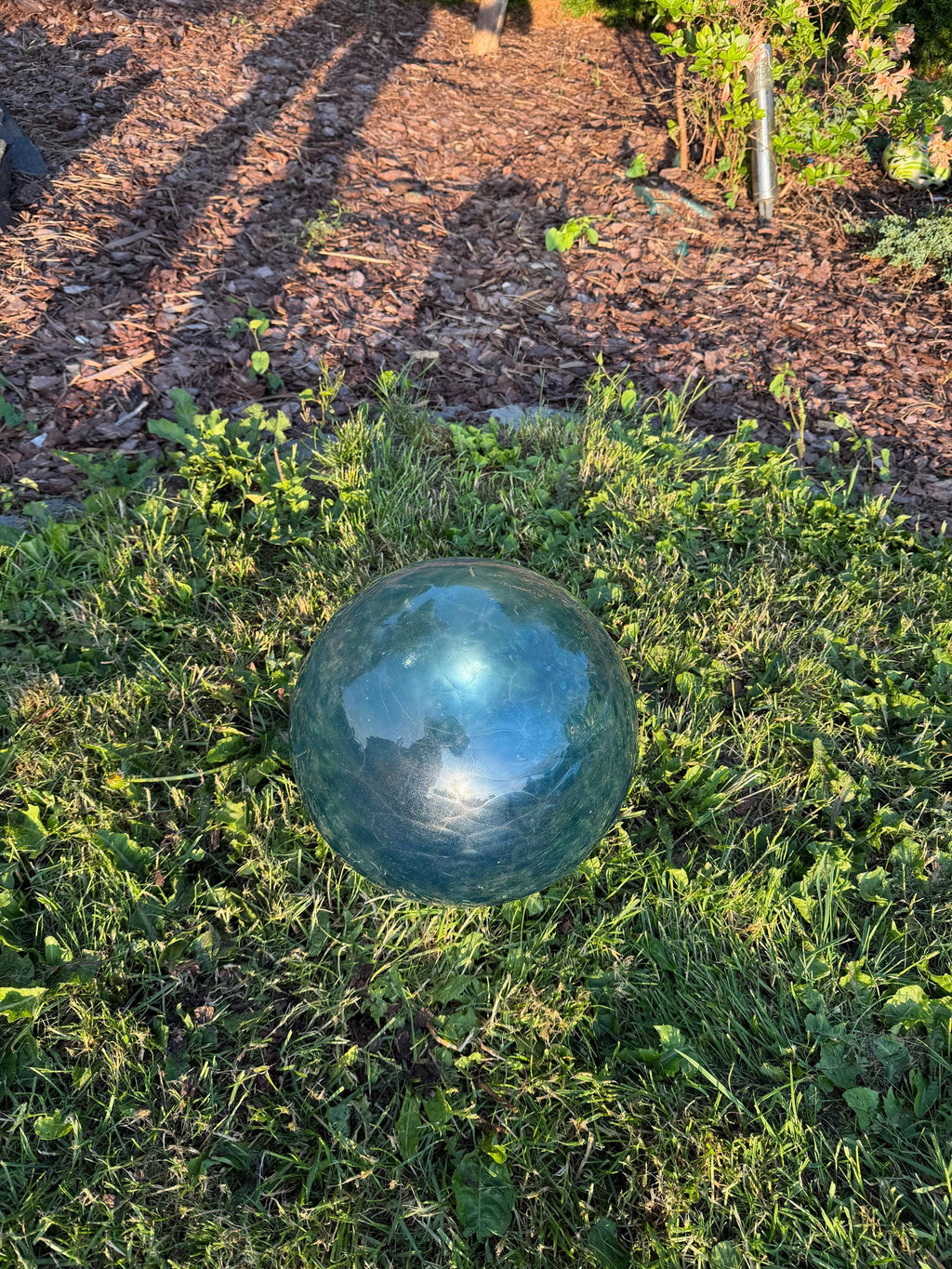 30cm or 25cm Hand-Blown Blue Crackle Glass Sphere – Large Decorative Orb