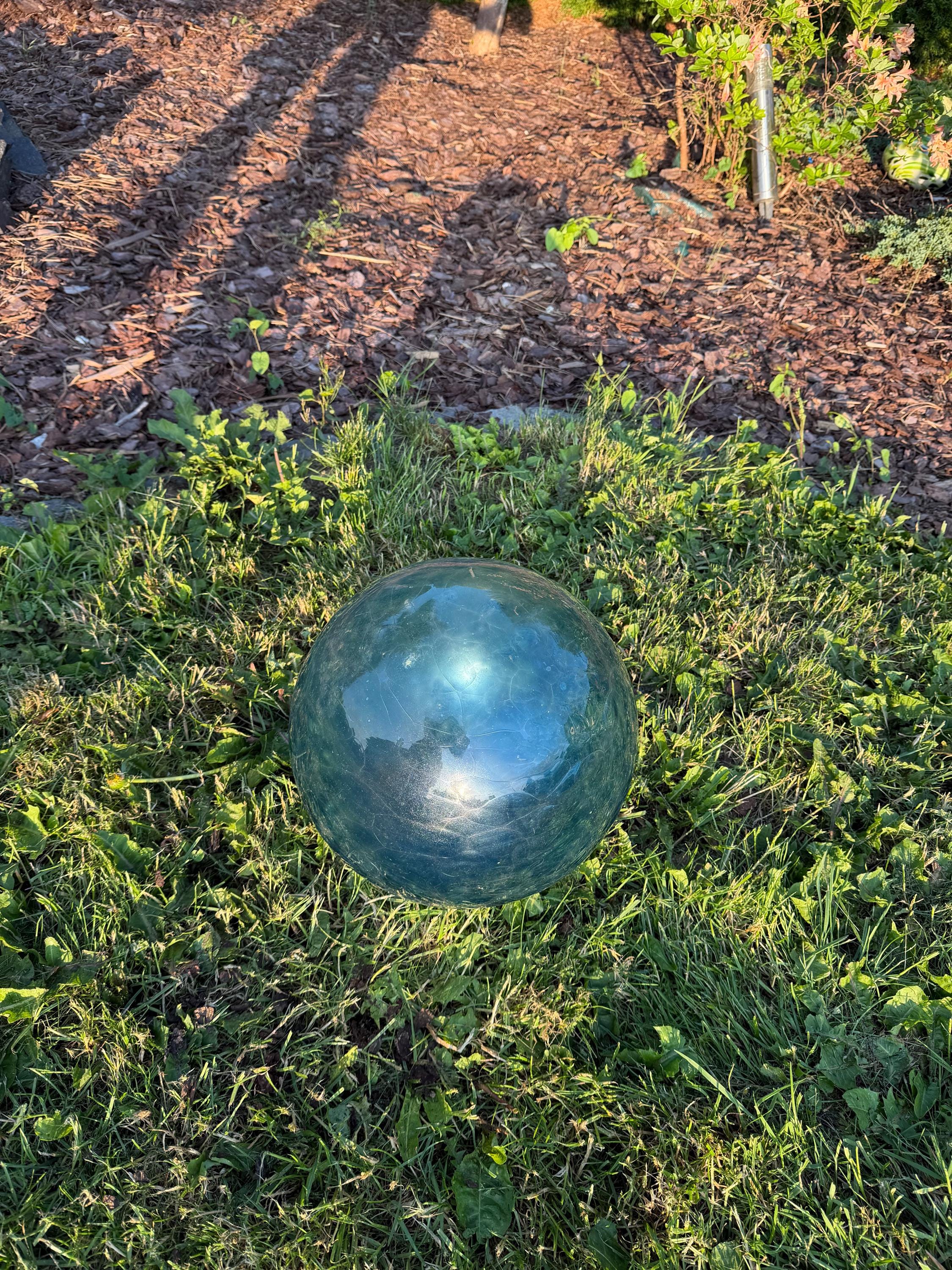 30cm or 25cm Hand-Blown Blue Crackle Glass Sphere – Large Decorative Orb
