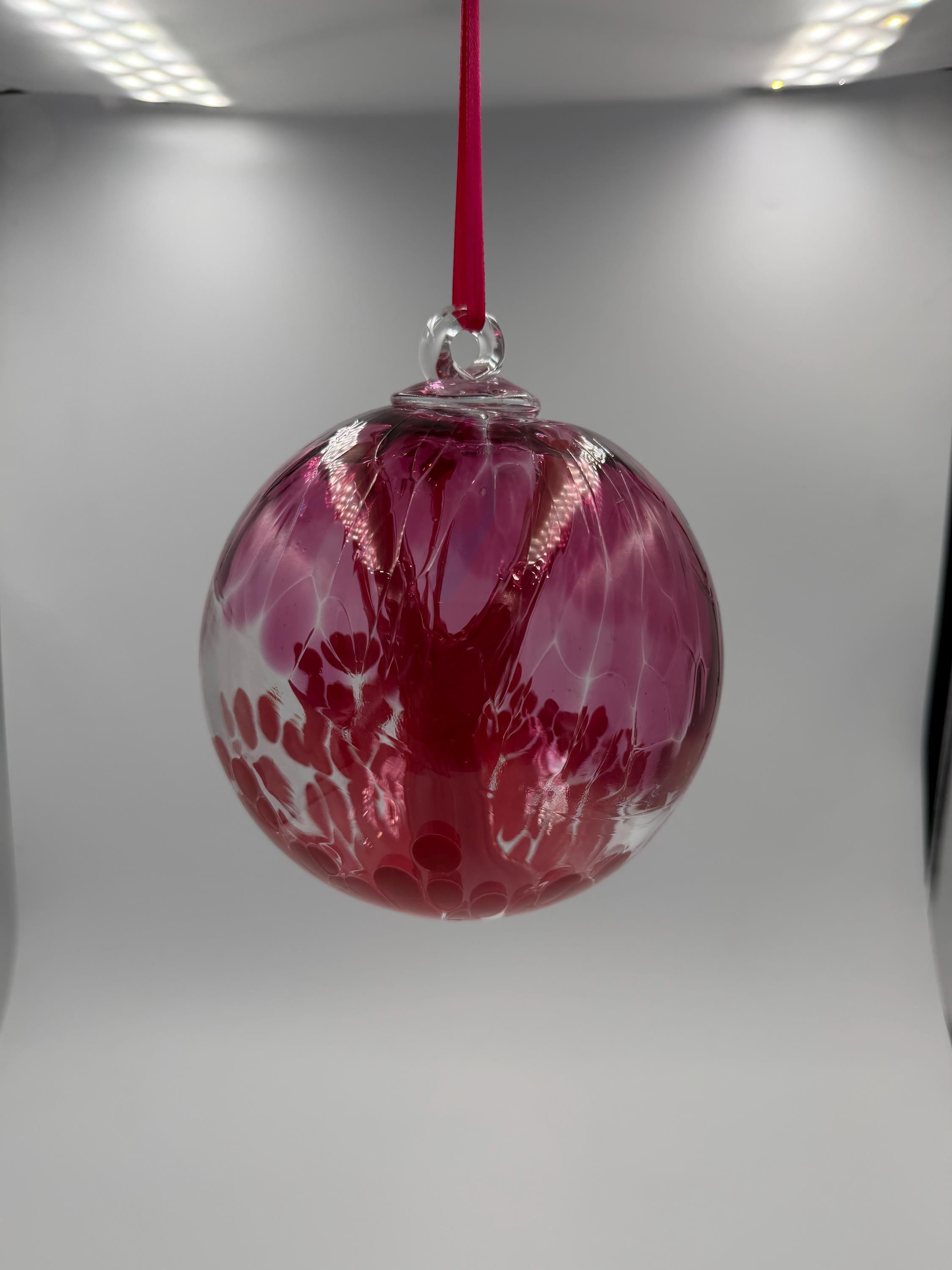 15cm Hand-Blown Witch Ball – Magenta Pink Glass Ornament