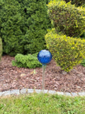 Blue Glass Garden Ball on Stake – Cobalt Gazing Ball – Hand Blown Yard Ornament 70cm